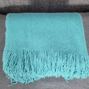 Battilo Home Throw Teal Blue Fringed Cozy Couch Blanket 54x60